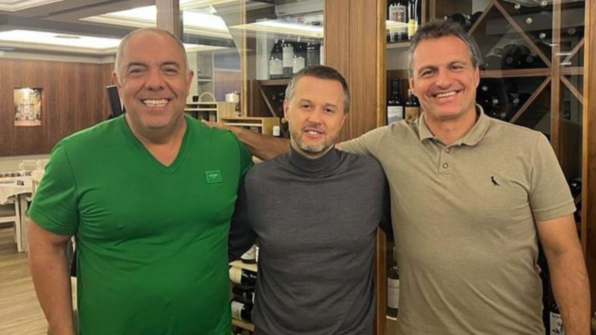 Marcos Braz, Bruno Spindel e diretor do Braga / Divulgação